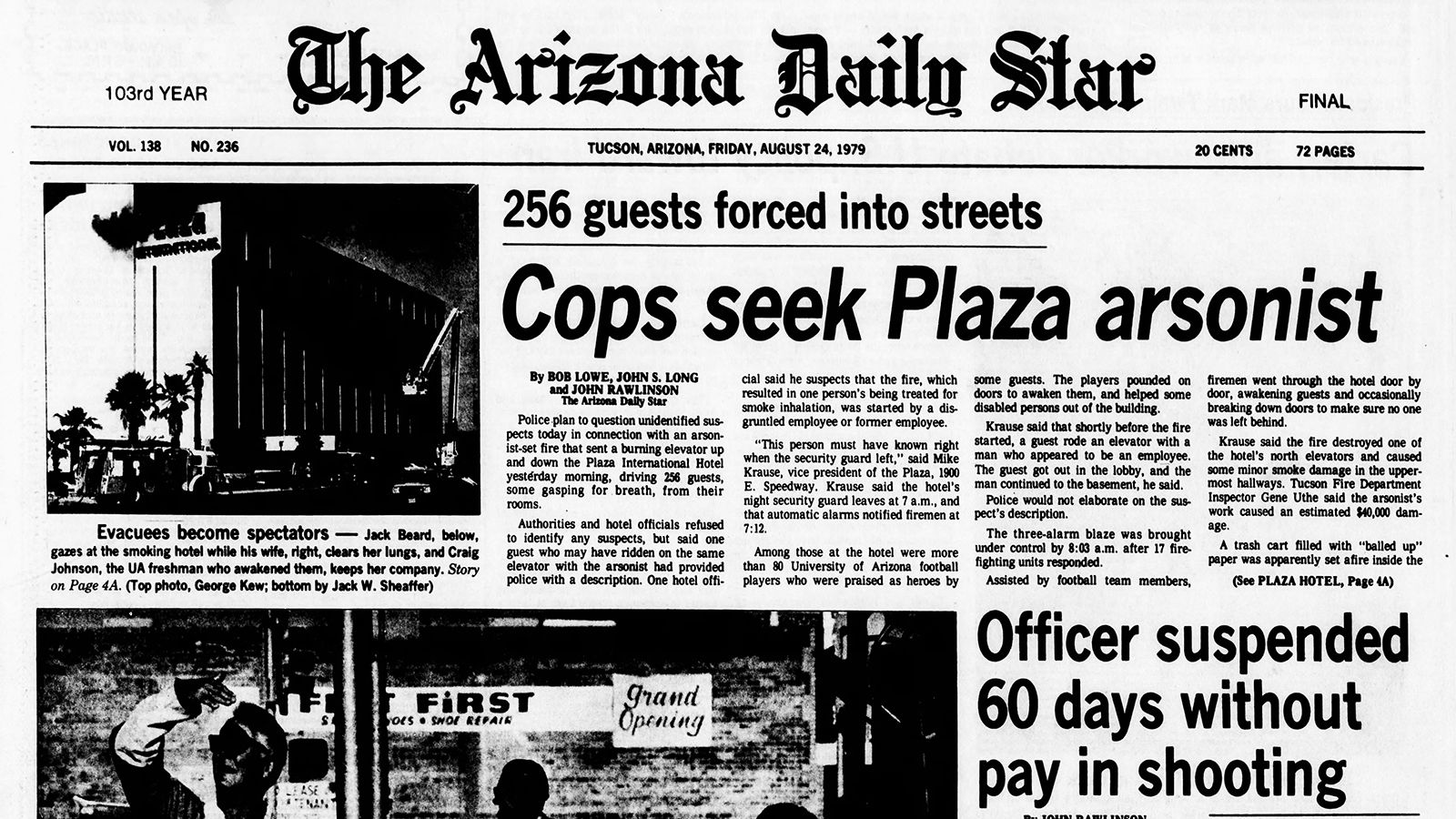 Aug. 24 ÃÛÌÒÓ°ÏñAV front pages: Arsonist sought